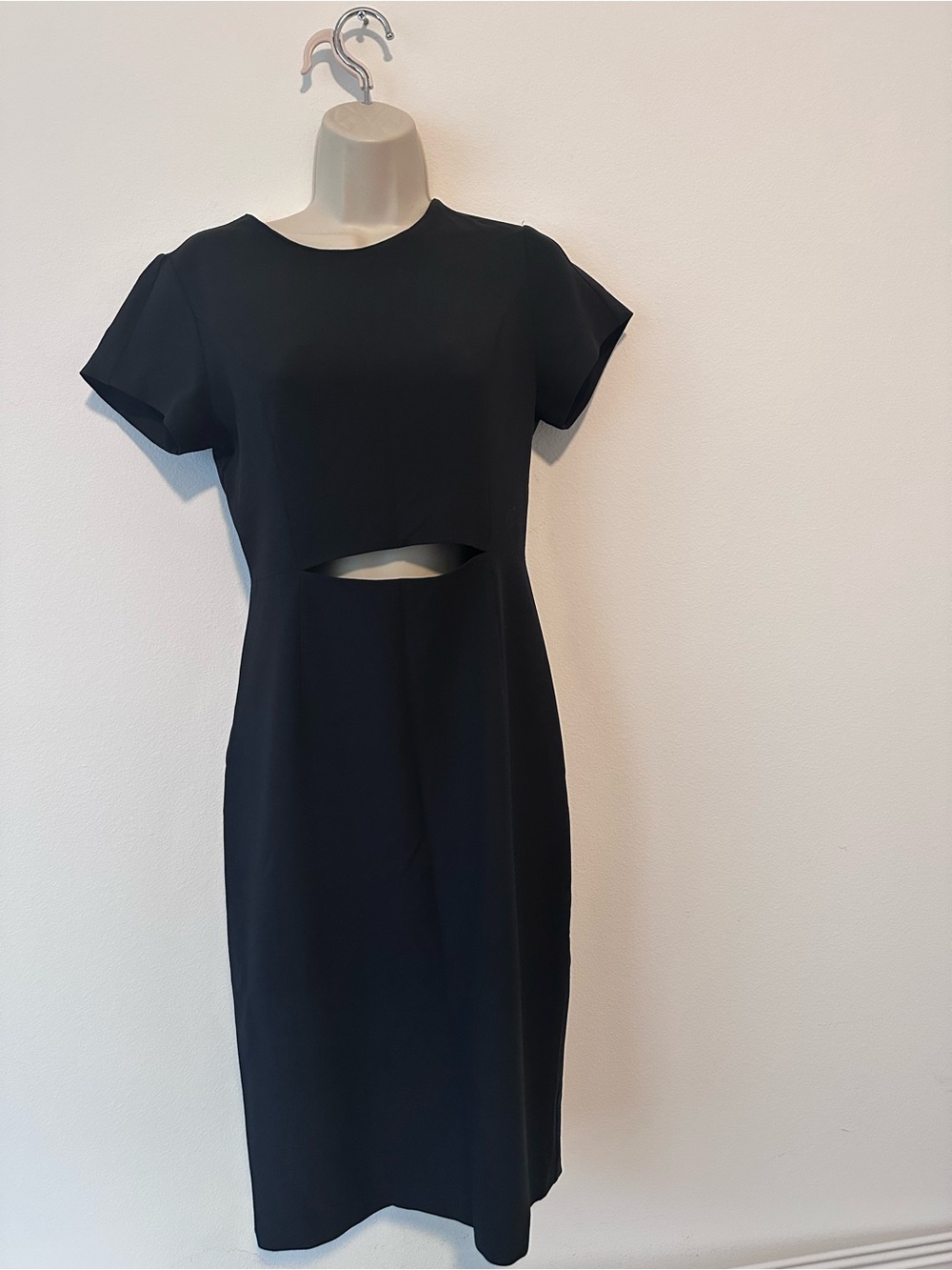 Babaton Black Midi Dress with Front Cutout